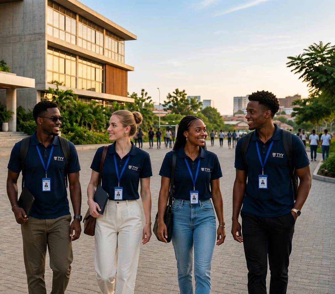Étudiants TYV sur un campus à Accra